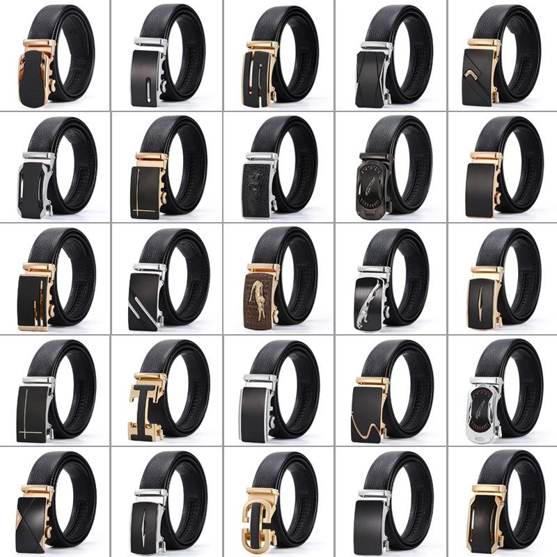 New Alloy Belt Men's Genuine Leather Automatic Buckle Pure Cowhide Business Belt All-match Trendy Casual Pants Belt for Young People New Alloy Belt Men's Genuine Leather Automatic Buckle Pure Cowhide Business Belt All-match Trendy Casual Pants Belt for Young People