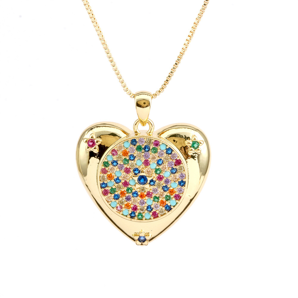 Fashion Heart Shape Copper Plating Zircon Pendant Necklace 1 Piece