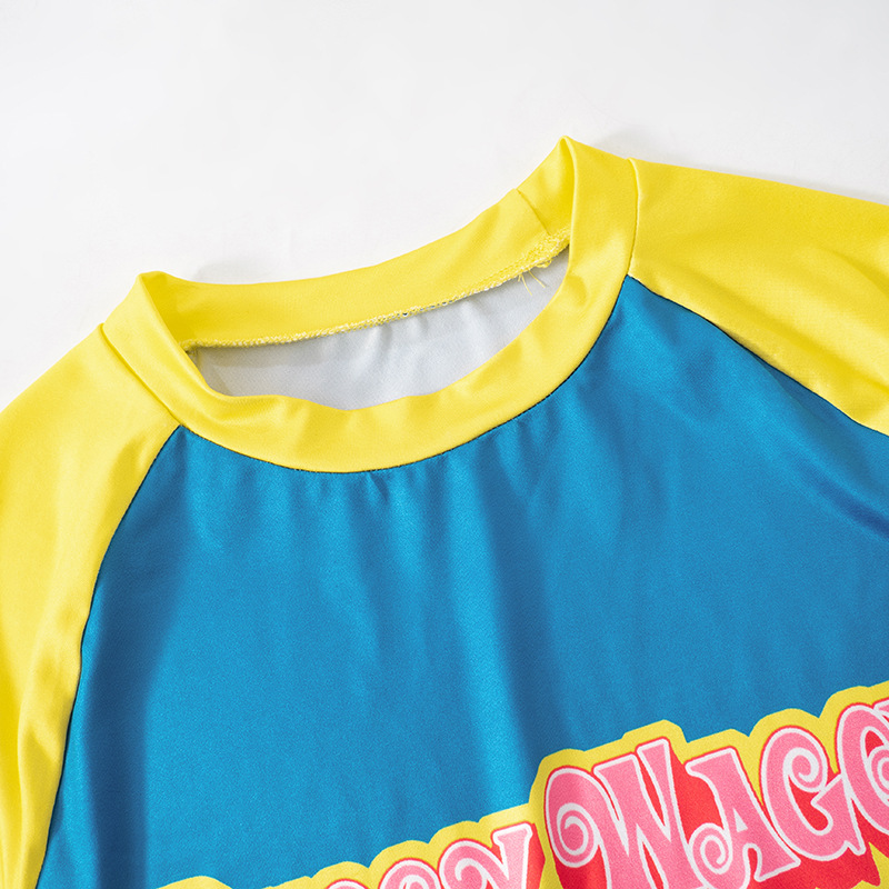 Women Letter Graphic Print Contrast Color round Neck Pullover Sexy Short Cropped Top T shirt