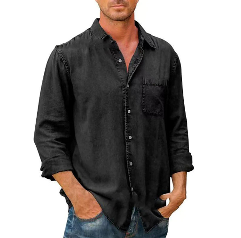 2024 new autumn with solid color pocket and single breasted shirt, men's long sleeved shirt_voghion.com