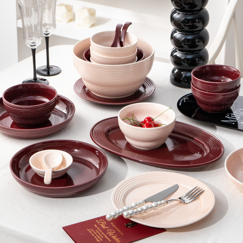Elegant Bowl and Plate Set, Household Tableware Set, Ceramic Bowl, Household Wedding and Housewarming Gift for Newlyweds Elegant Bowl and Plate Set, Household Tableware Set, Ceramic Bowl, Household Wedding and Housewarming Gift for Newlyweds