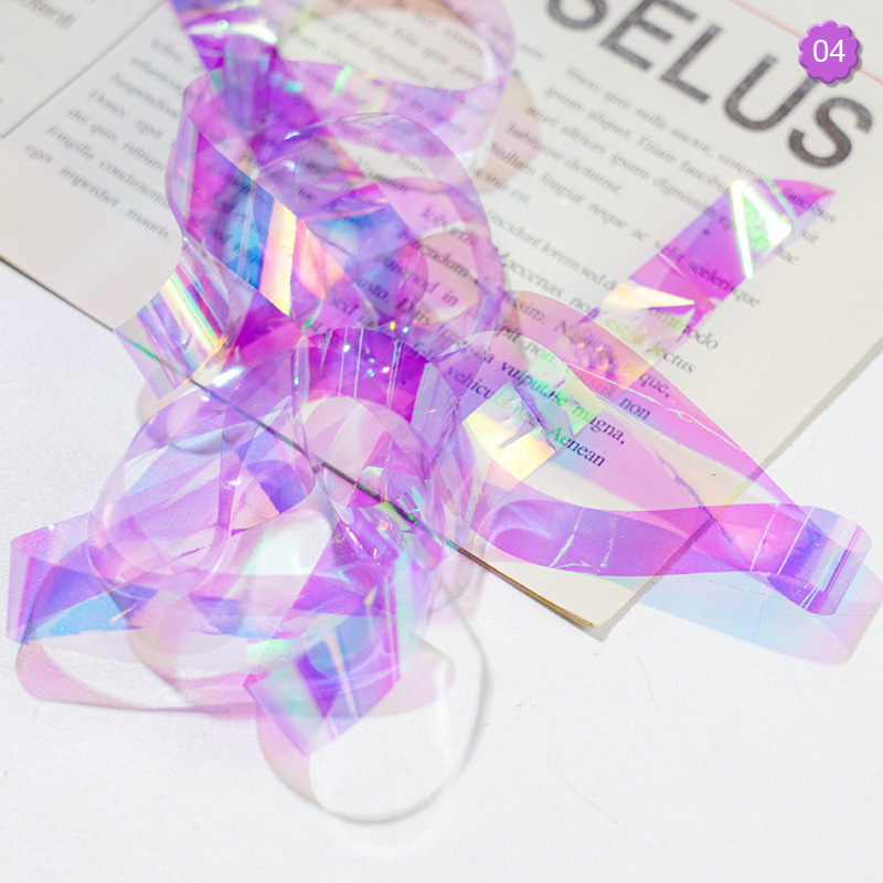 Nuevo arte de uñas transfronterizo cielo estrellado papel 1CM en caja Aurora papel de caramelo celofán arte de uñas joyería láser cielo estrellado papel