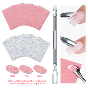 Cross-border nail art steel push Russian double-headed horseshoe steel push to remove dead skin slope manicure grinding nail surface sand rubbing sheet