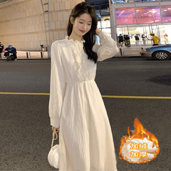 小个子超仙温柔风连衣裙女2025秋新款森系配大衣内搭打底裙6251
