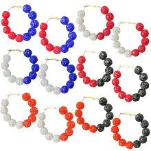 亚马逊货源钻球耳圈品质运动配色耳环橄榄球棒球篮球啦啦队饰品