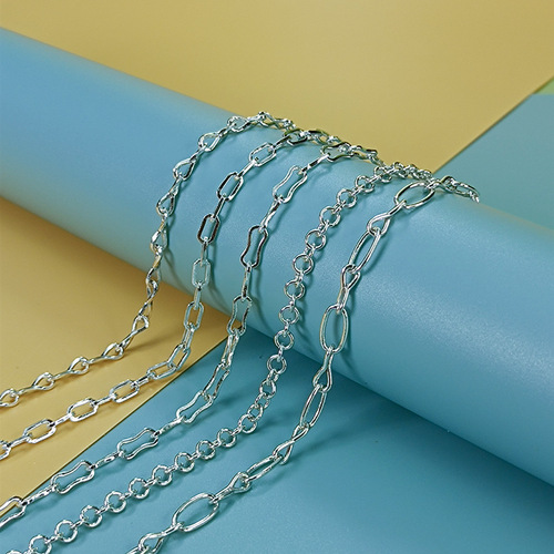 S925 Pure Silver Semi-finished Woven Chain Wholesale Square 8, Square Twist 8, Cross 10 Round Chains