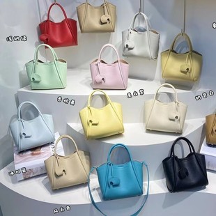 Fashionable Genuine Leather Portable Food Basket Bag Bucket Bag Women's High-end Niche Underarm Bag All-match Shoulder Crossbody Bag