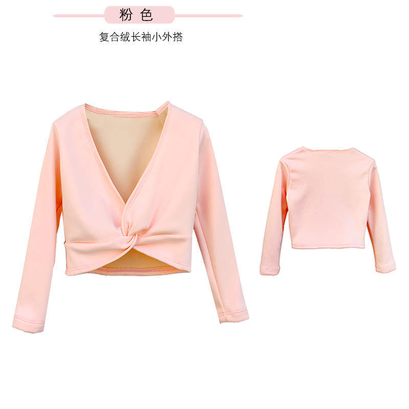 Venta al por mayor Dancing Fleece chaqueta de terciopelo compuesto de manga larga chal ropa de baile para niños ropa de práctica para Niñas Ropa exterior