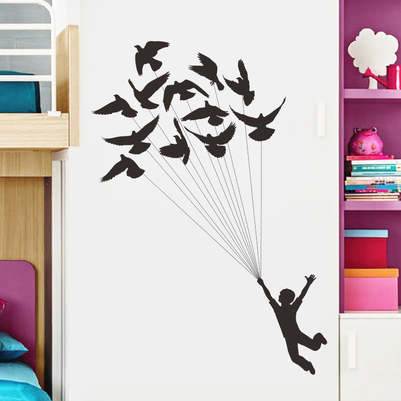 Simple Bird Printed Bedroom Porch Wall Stickers display picture 4