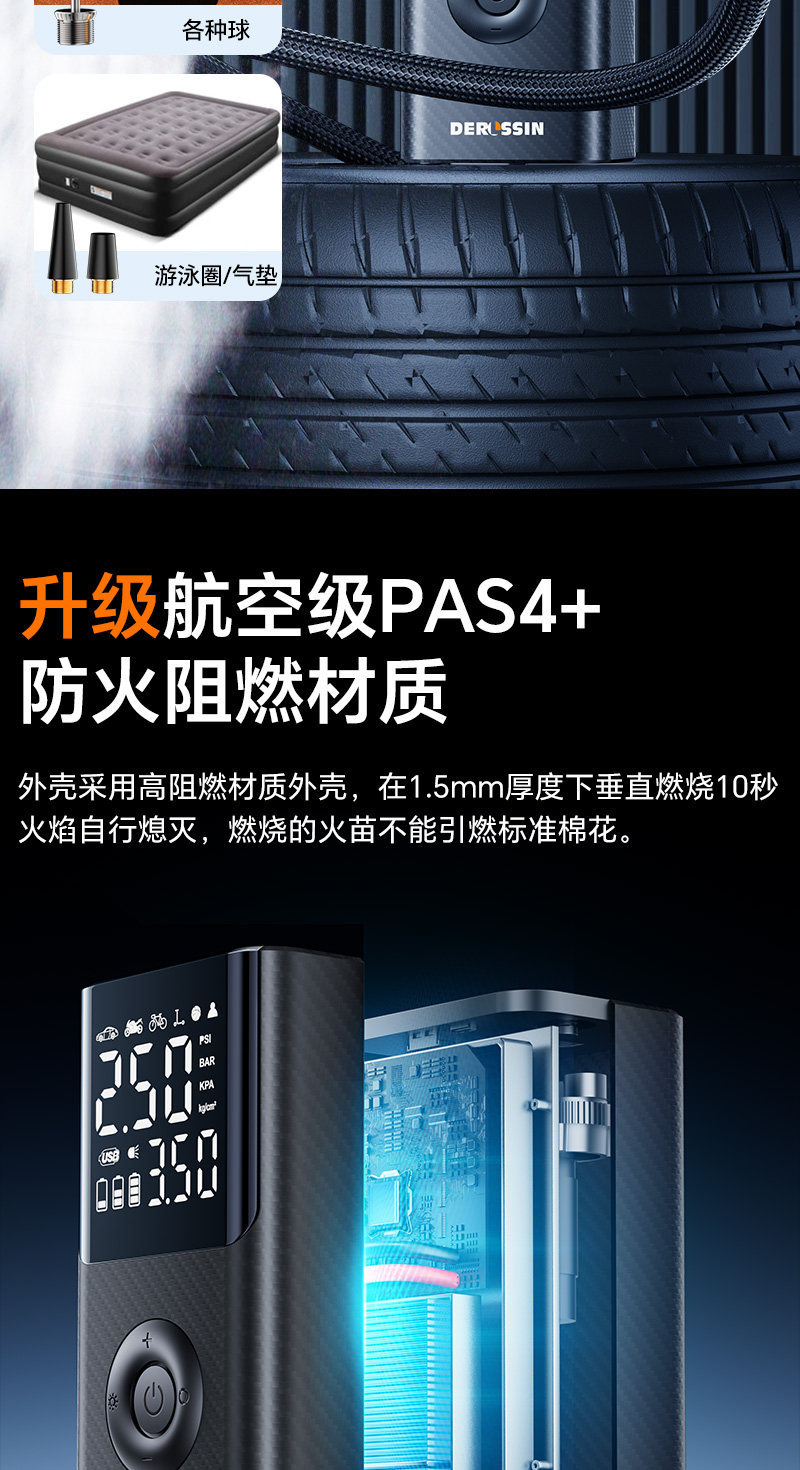 Car Emergency Starting Power Supply 12V Car Battery Jump Starter Wireless Air Pump Portable Tire Inflator