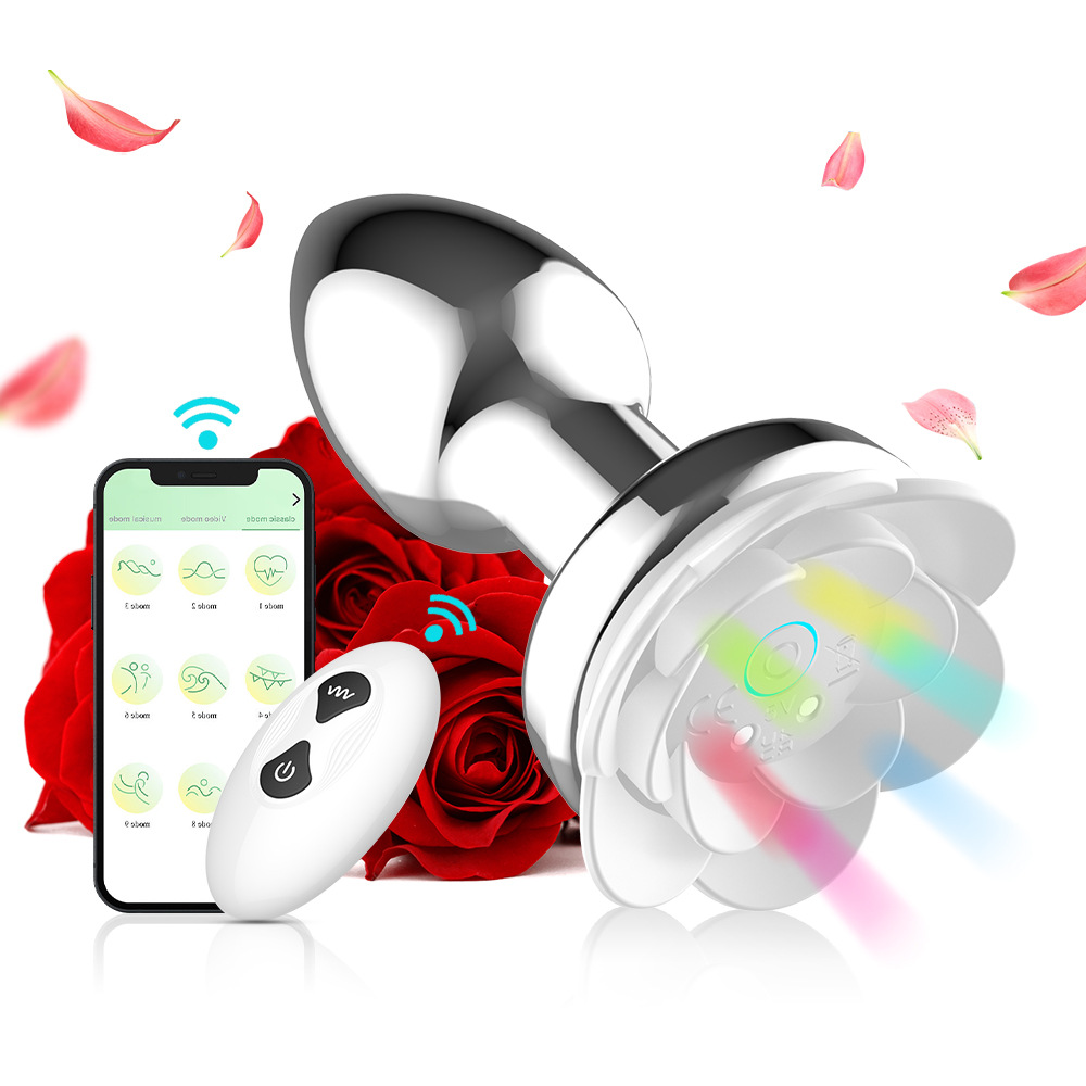 Adult products factory wholesale wireless remote control APP metal luminous vibration back court anal plug couple supplies Leya