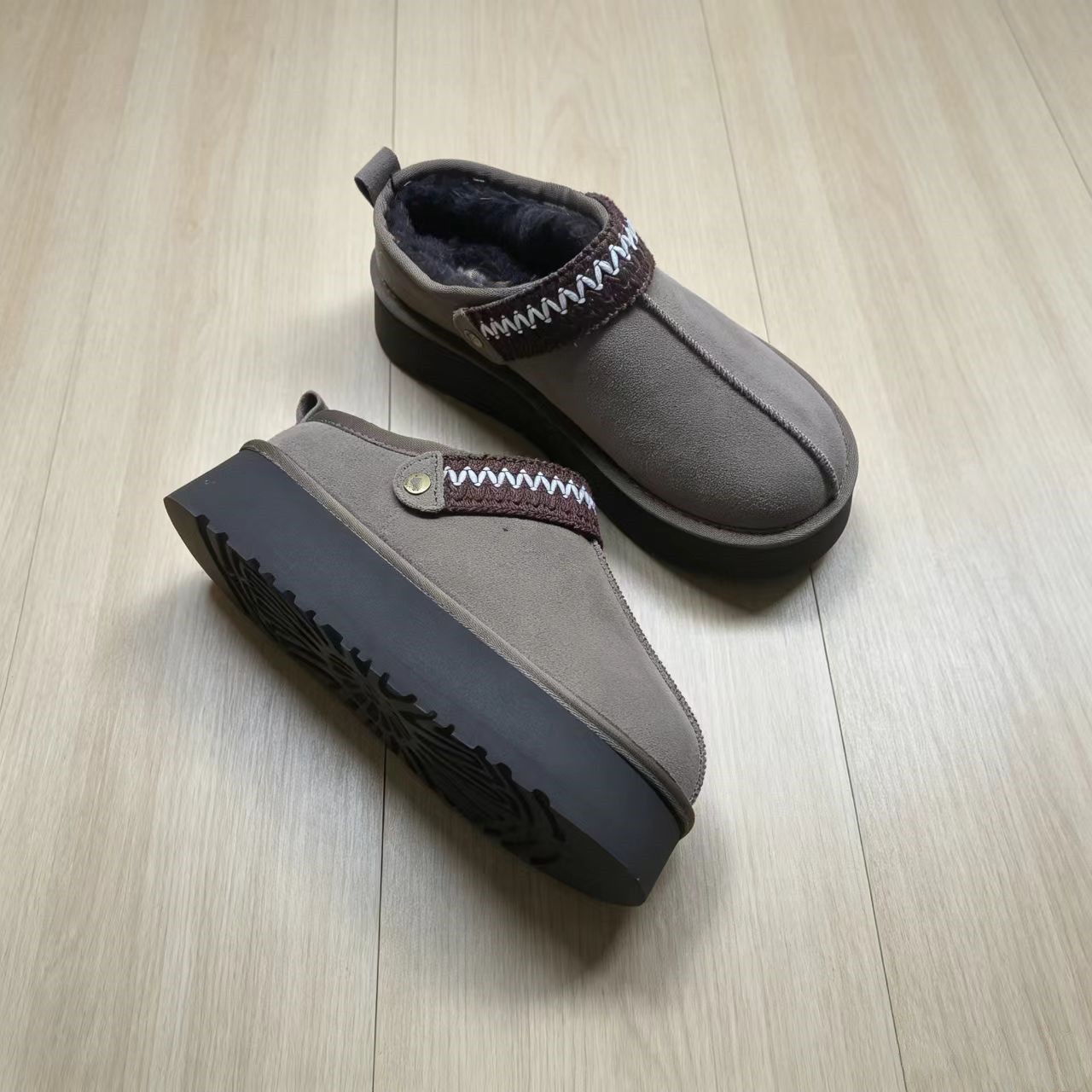 Botas de Nieve Bajas para Mujer de Piel de Vaca y Mezcla de Lana, Antideslizantes y Térmicas, para Uso Diario