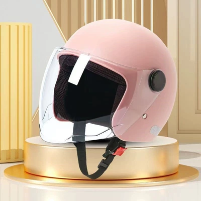 【Cross-Border Trade】Electric Vehicle Winter Helmet Motosiklet kaskı (dəbilqə) - pink-full-face-hd-long-lens