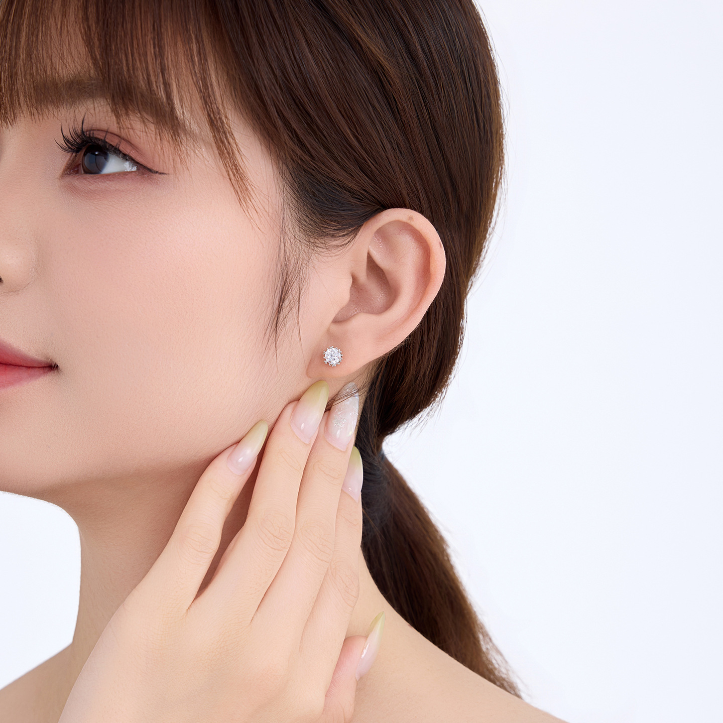 Pendientes de Botón de Corazón y Copo de Nieve de Aleación de Cobre Galvanizado para Mujer image 4