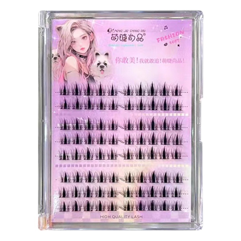 Pestañas lindas cuidadosamente seleccionadas, pestañas postizas de conejito Barbie perezoso, pestañas cómicas fotogénicas naturales para principiantes de un solo grupo