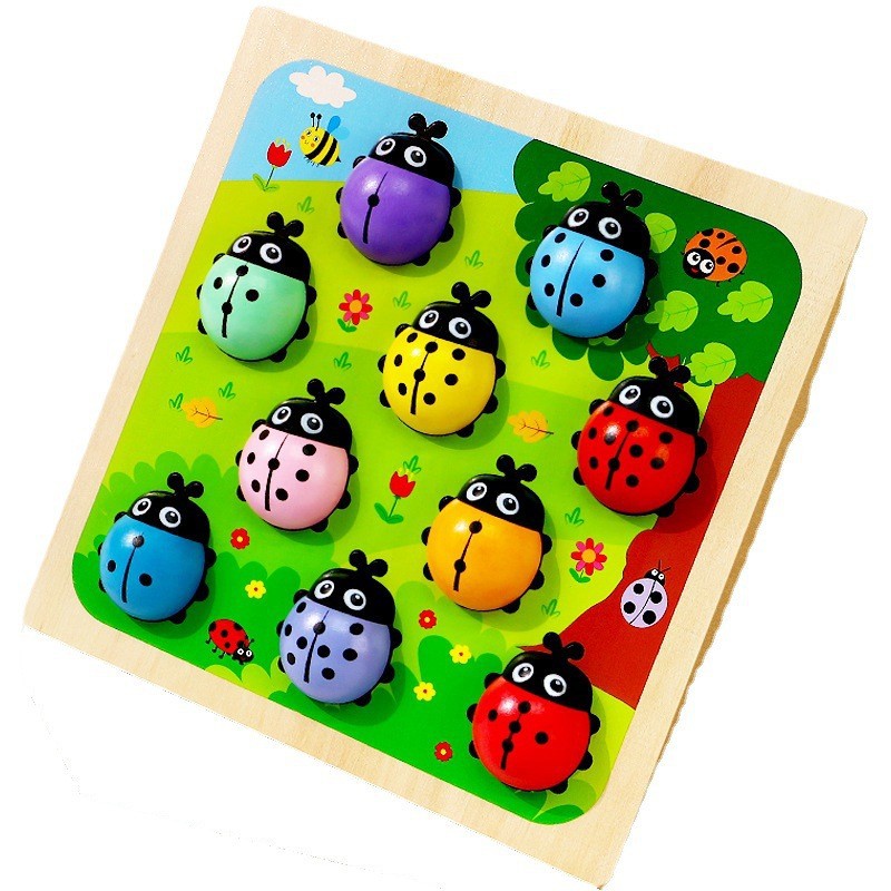 Rompecabezas de educación temprana para niños digital mariquita color cognitivo juego tablero 1-3 años de edad juguetes para bebés al por mayor