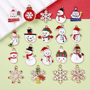 Christmas Alloy Pendant Oil Dropping Small Pendant DIY Earrings Necklace Bracelet Jewelry Accessories Christmas Snowman Snowflake