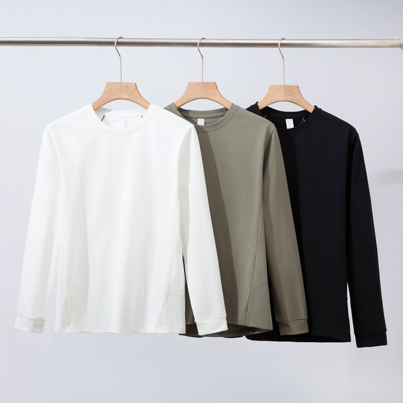 Outdoor Leisure Sports Spring and Autum Breathable Quick-Drying Long-Sleeved T-Shirt Men's Lightweight Hiking Pure Color Simple Bottoming Shirt