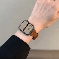 本革ライチ柄レディース用iwatch11世代アップルウォッチストラップS10高級感applewatch987SE