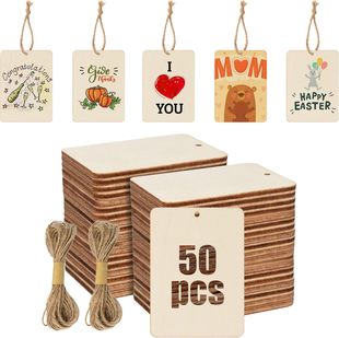 Unfinished Wood Label Decorations Blank Wood Pieces For New Year Christmas Tree Holiday Party Decorations