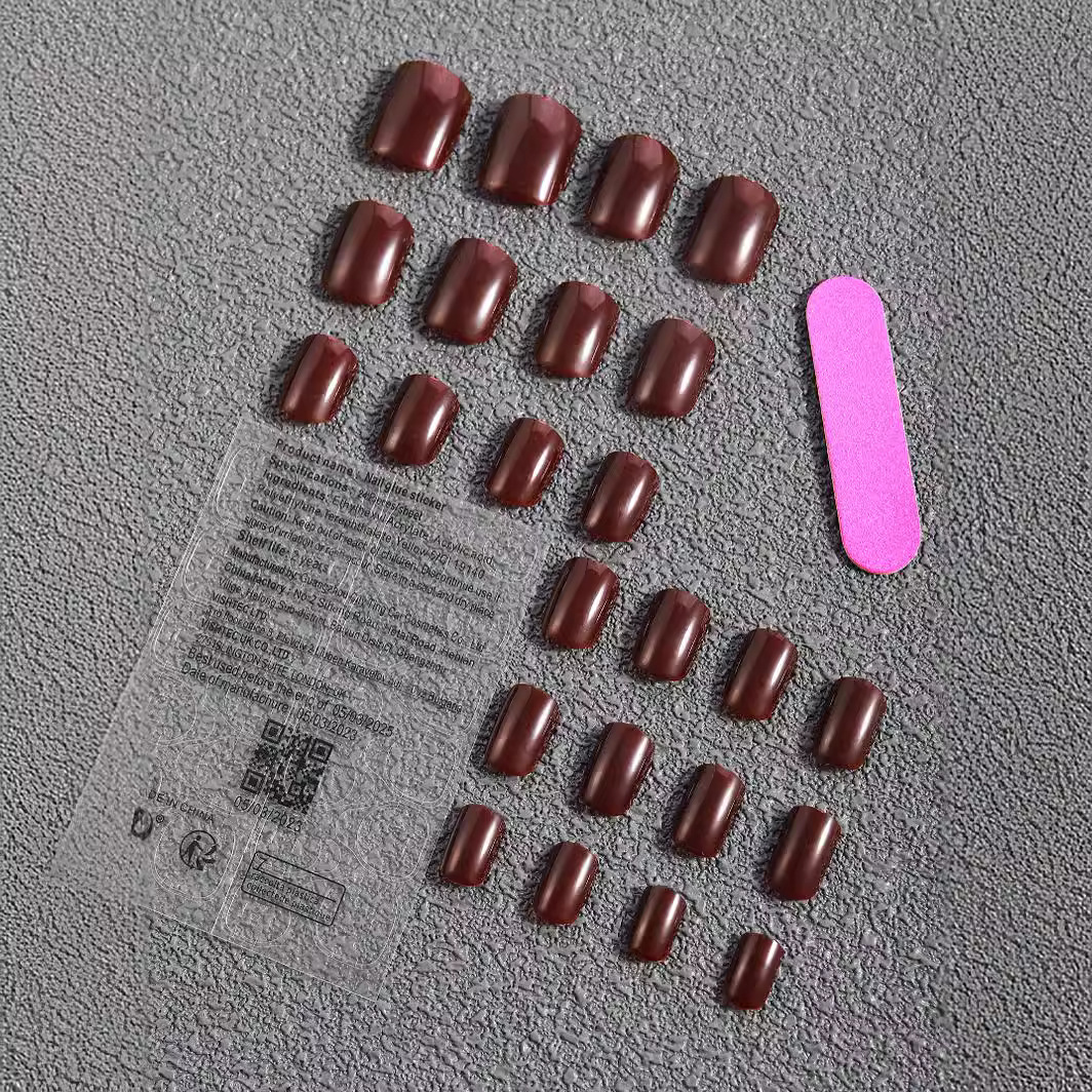 Color sólido corto vino rojo desgaste uñas productos terminados parches de manicure falsas uñas impermeables piezas de uñas desmontables