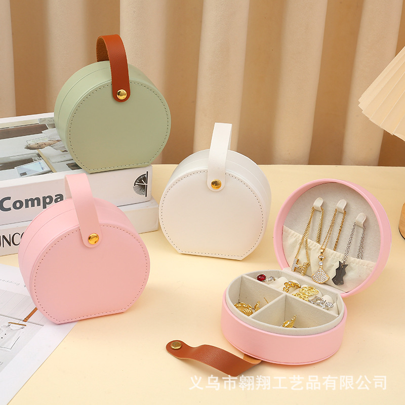 Halbrundes Schmuckkästchen Premium Mini Schmuckkassette tragbare Reise Ringe Ohrringe Prinzessin Schmucktasche