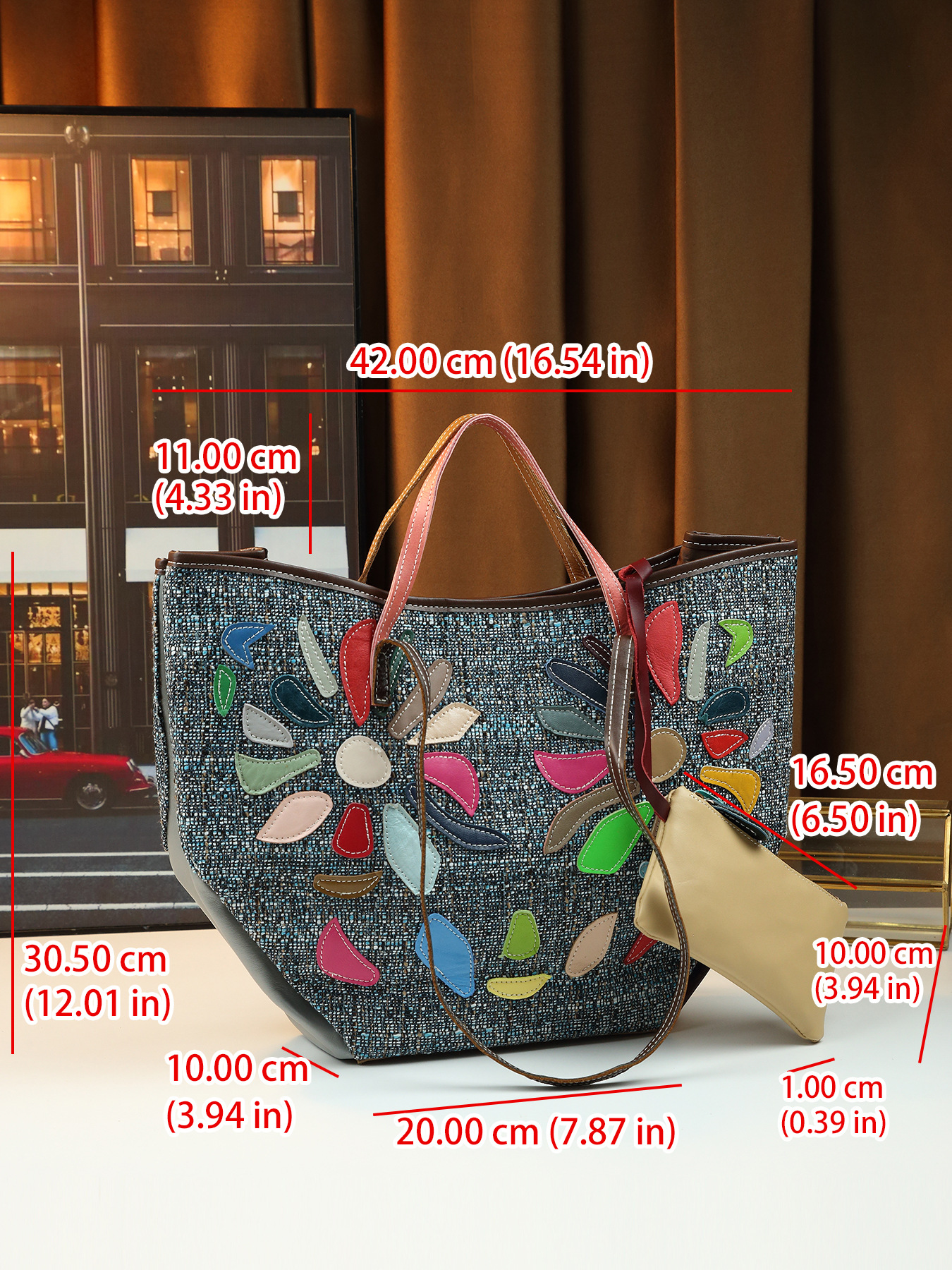 Women Genuine Leather Shoulder Bag Patchwork Irregular Graphic_voghion.com