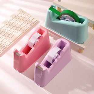 Tape Holder Macaron Color Small Portable Tape Holder Cutter Transparent Tape Holder Packaging Tear Tape Artifact
