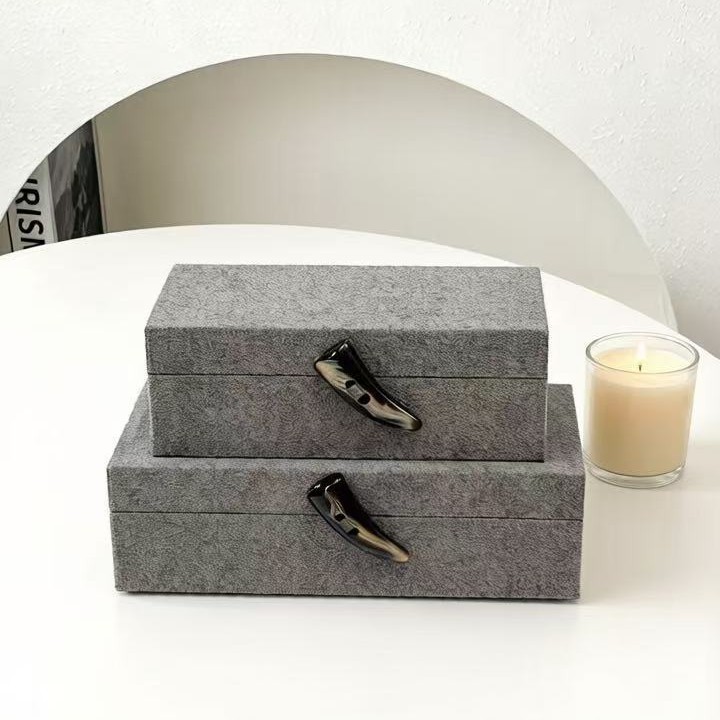 Alhajero Retro de Terciopelo y Madera para Sala de Estar
