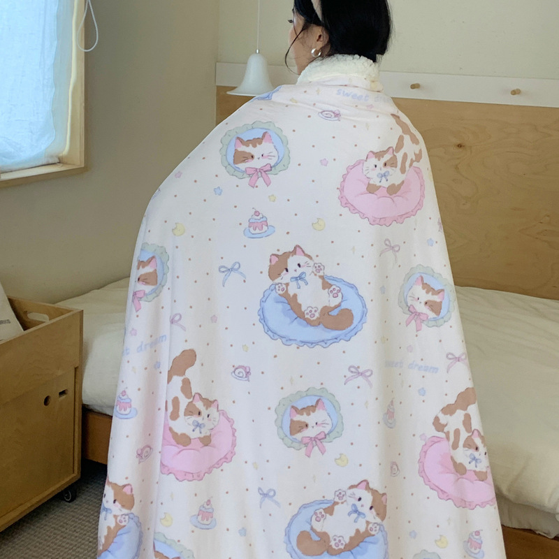 秋冬加厚牛奶绒毛毯双层休闲盖毯羊羔绒保暖办公室午休毯学生披肩|undefined