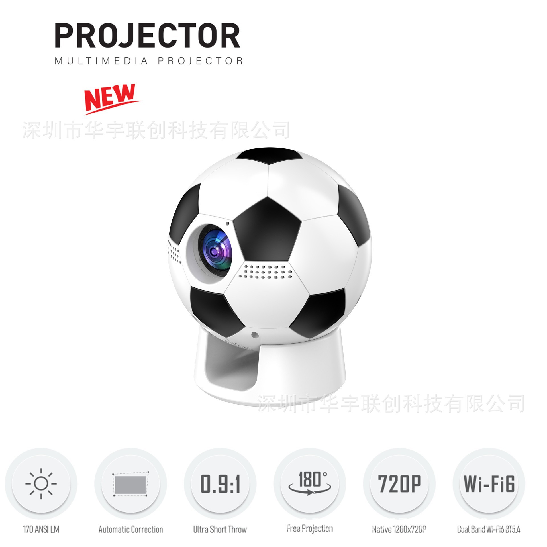 Cross-Border New F20 High-Definition Portable Football Projector Electric Focus Wifi Android 4K Ptz Home Theater