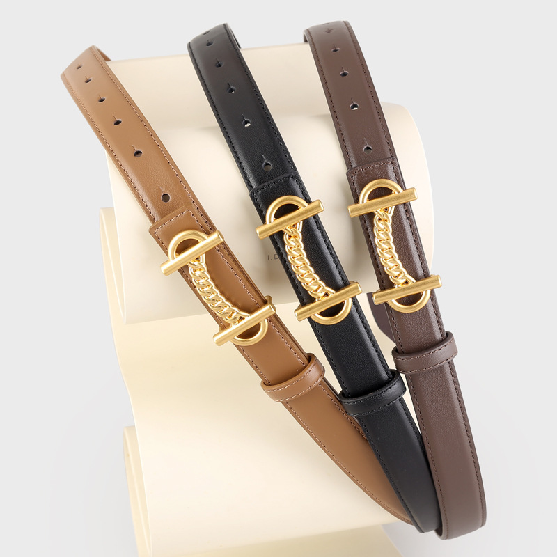 2025新款真皮女士腰帶合金按扣款百搭時尚配牛仔褲皮帶女批發