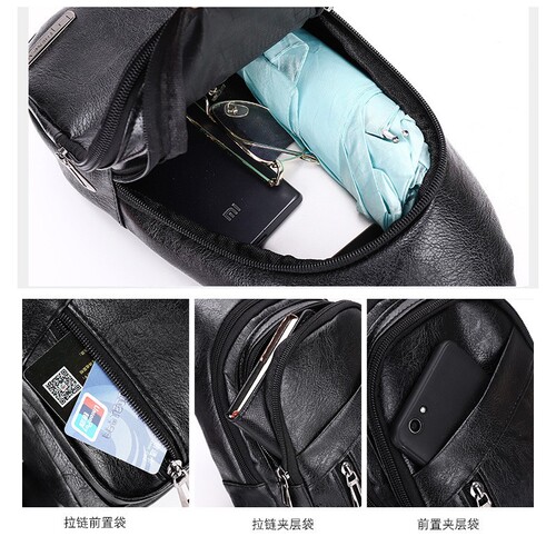 Trendy Men's Crossbody Bag Simple Shoulder Bag Waterproof Casual Fashion PU Leather Business Hip Bag Trend Brand Chest Bag