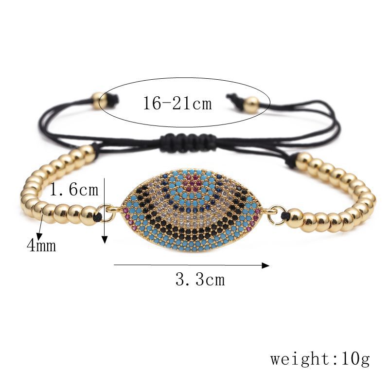 Fashion Devilu0027s Eye Zircon Geometric Adjustable Pull Box Chain Full Diamond Telescopic Copper Br