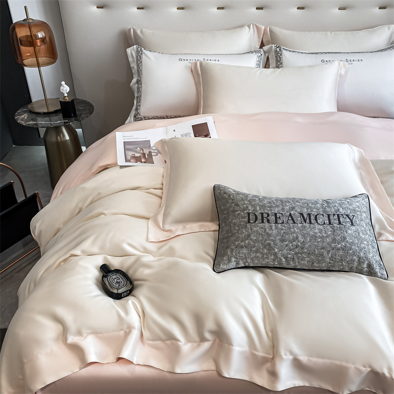 Verano 100% Tensi Juego de cuatro piezas Ropa de cama de verano de lujo ligero Funda de edredón Ropa de cama de tres piezas Ropa de cama