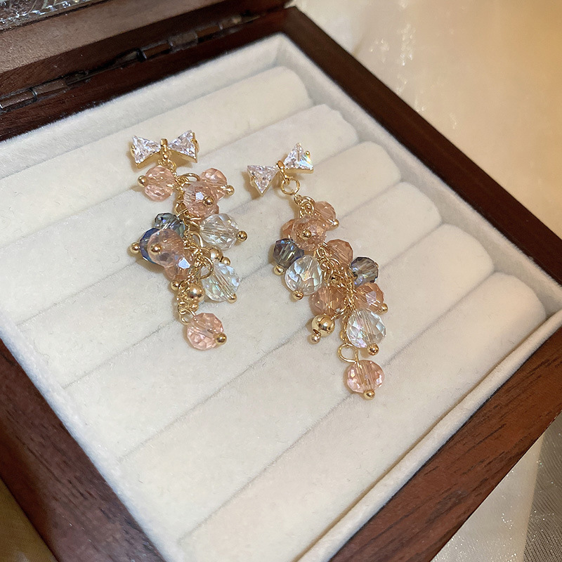 Pendientes de mariposa de cristal artificial degradado de aguja de plata chapado en oro real 2025 nuevos pendientes pendientes de moda exquisita mujer