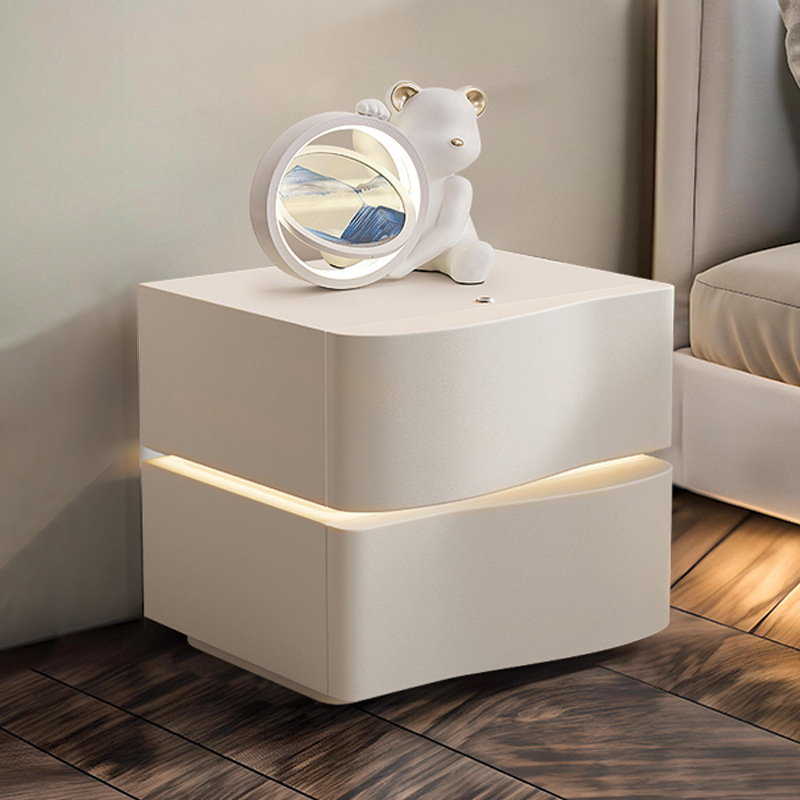 Mesita de noche de madera maciza de estilo crema, dormitorio doméstico moderno y simple, estante de gabinete de almacenamiento pequeño, creativo 2023 nuevo