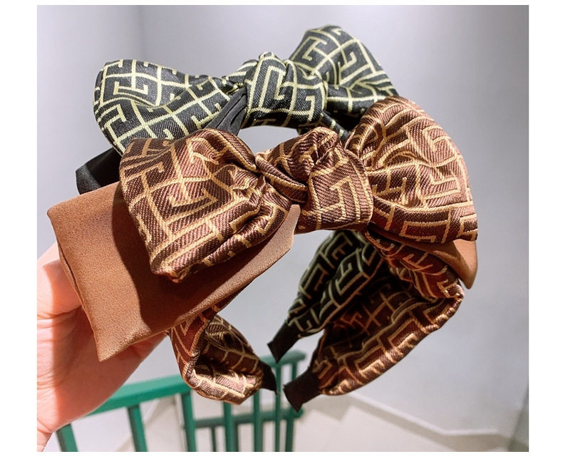 Double-layer Color  Big Bow Abstract Printing Character Headband display picture 4