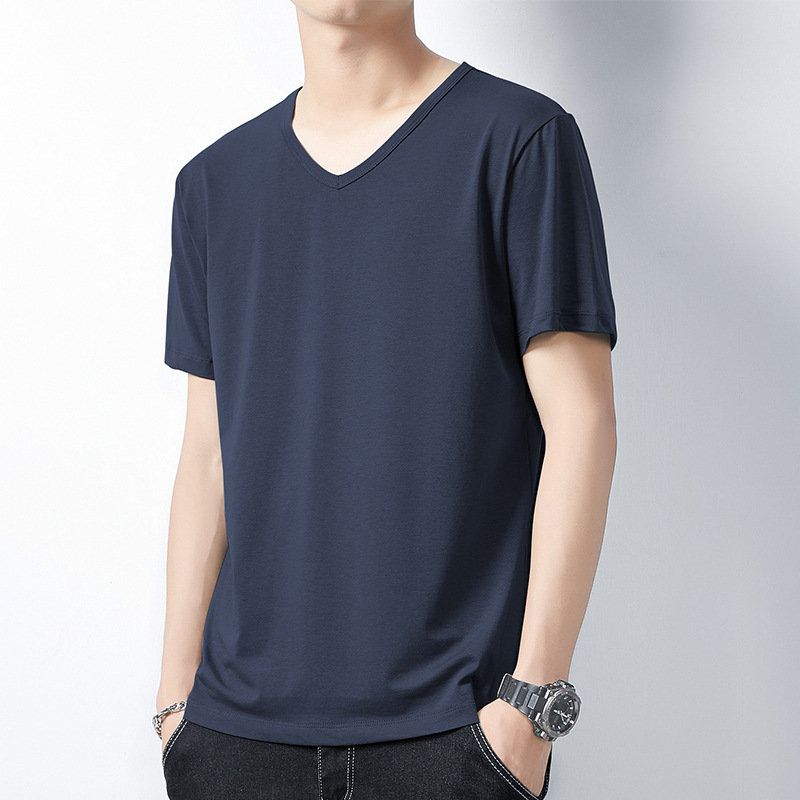 Camiseta modal para hombre, manga corta, cuello redondo, camisa suelta vieja, media manga delgada, camiseta de verano para hombre de talla grande