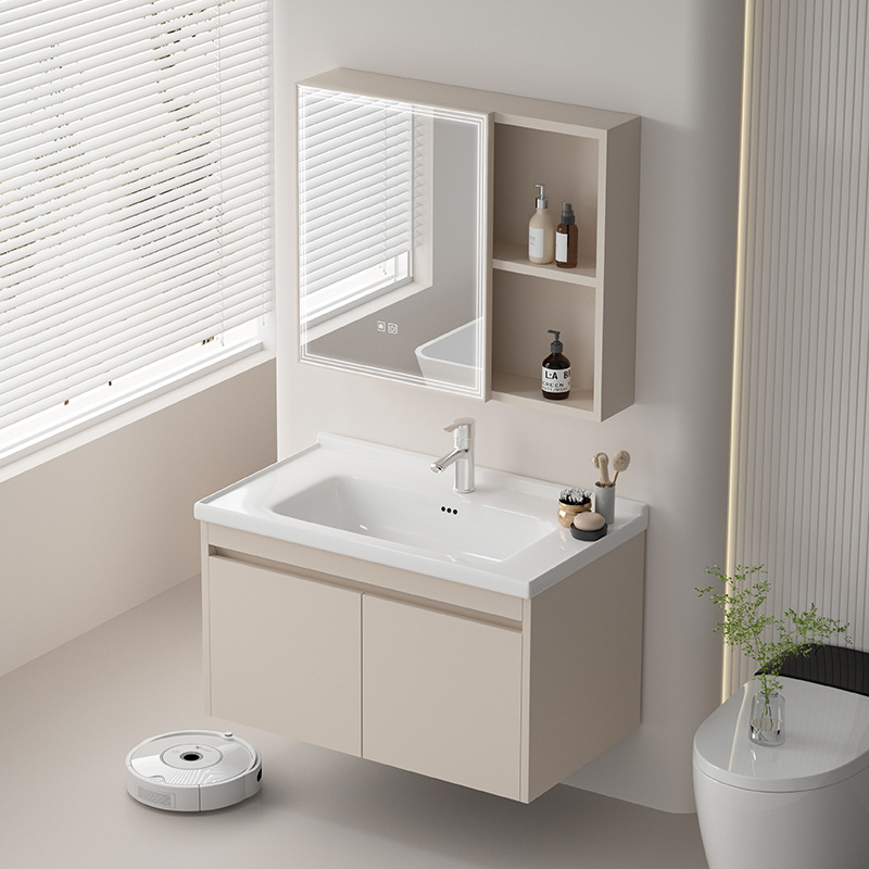 crema de aire abeja de aleación de aluminio de aluminio de cerámica gabinete de baño todo en uno lavabo de cerámica lavabo de lavado de manos lavabo de lavado de cara lavabo gabinete combinación de lavabo tipo pequeño