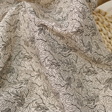 无弹力亚麻粘混纺薄款梭织印花面料 波西米亚小叶子印花麻棉布料