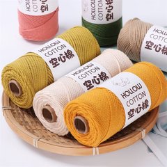 Hollow cotton yarn 2mm medium coarse hemp yarn hand-woven DIY crochet hat bag yarn Korean round yarn small Sen line 