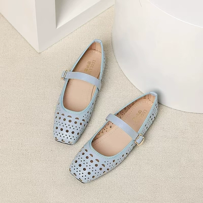 Французские балетки для женщин весна-лето 2025, туфли Мэри Джейн, мягкая подошва, дышащие, нишевый дизайн
