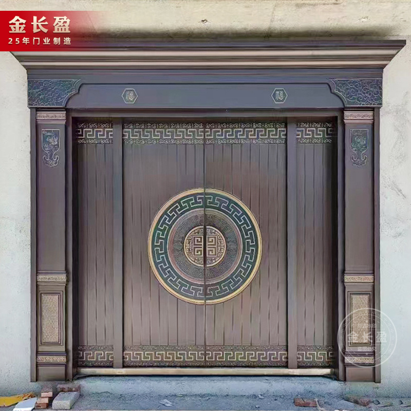 Foshan Stainless Steel Cast Aluminum Self-Built Villa Entrance Door Double Opening 4/6 Door Roman Column Anti-Theft Armored Door