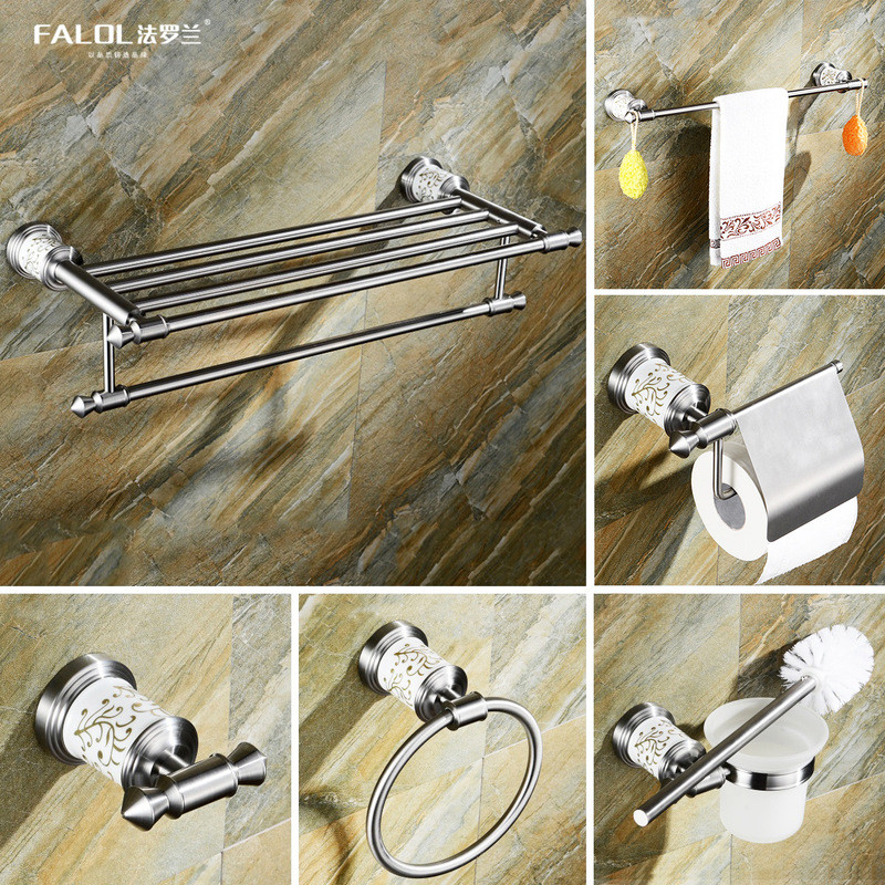 High-end Stainless Steel Towel Rack Nordic-style Ceramic Bathroom Rack Bathroom Wall-mounted Perforated Bath Towel Rack High-end Stainless Steel Towel Rack Nordic-style Ceramic Bathroom Rack Bathroom Wall-mounted Perforated Bath Towel Rack