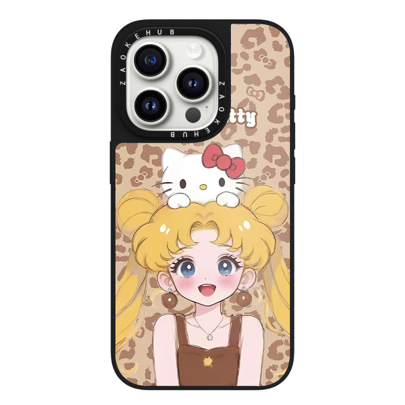 CASE豹纹美少女战士咖啡Kitty猫iPhone16ProMax苹果17镜面手机壳|undefined