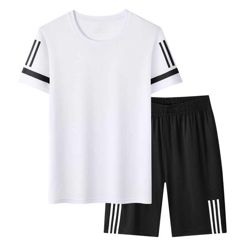 Factory Direct 2024 New Mesh Three Bar Shorts Sports Suit Quick Dry Casual Pants T-shirt