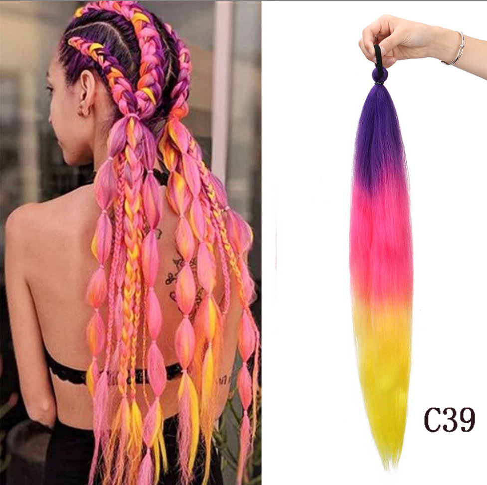 Fábrica de niñas elásticas pelucas de cola de caballo trenzas de boxeo trenzas de cuerda elástica de color trenzas de caballo para niños pelucas de cola de caballo