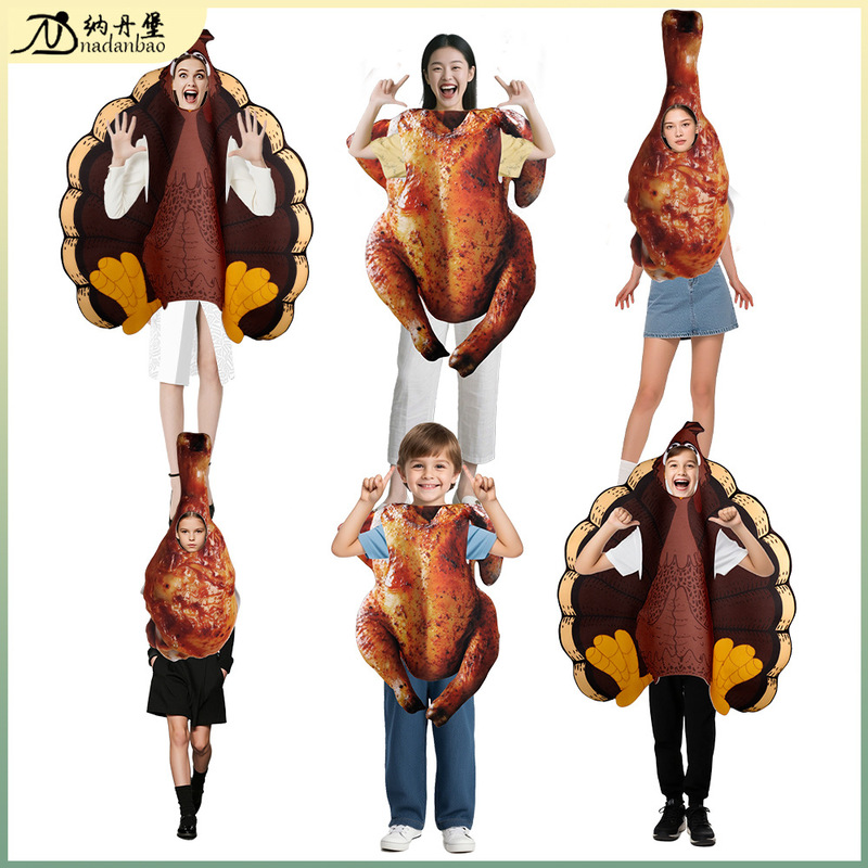 European and American Cross-Border Composite Cotton Costume Thanksgiving Roast Chicken Cos Costume Party Party Stage Props Performance Costume
