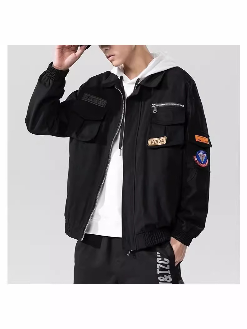 Chaqueta verde militar de invierno para hombre, estilo de Hong Kong suelto de moda para hombre, chaqueta de herramientas de estilo nuevo 2024, top de marca de moda